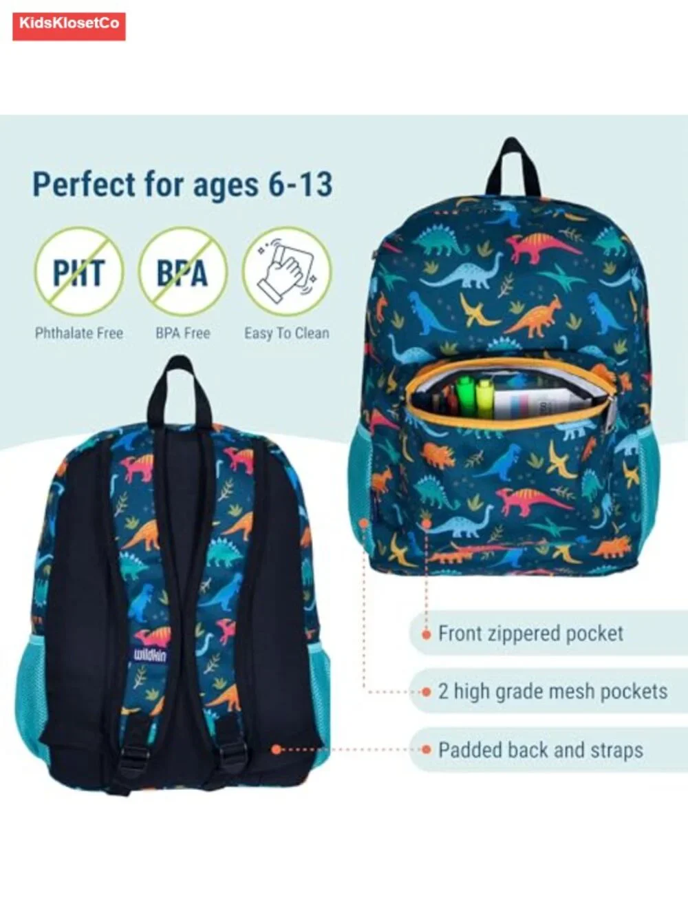 Kids 16 Inch School Backpack - Durable Padded Bookbag with Adjustable Straps,